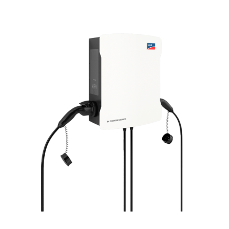 Cargador SMA EV Charger Business doble punto de carga 2x22 kW trifásico con cable y lector RFID