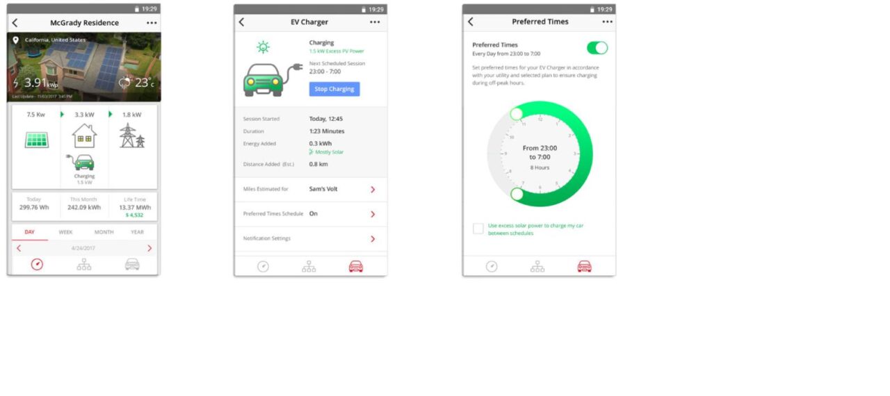 App de monitorización de carga en el móvil mostrando el estado del cargador conectado por wifi