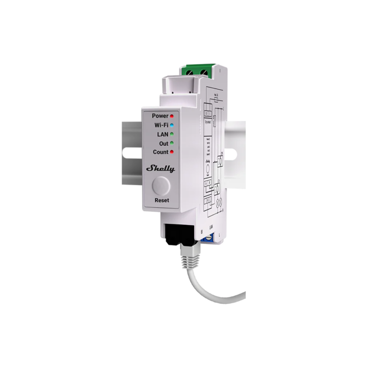 Shelly Pro EM-50 medidor de energía de 2 canales con 2 pinzas amperimétricas de 50 A para carril DIN
