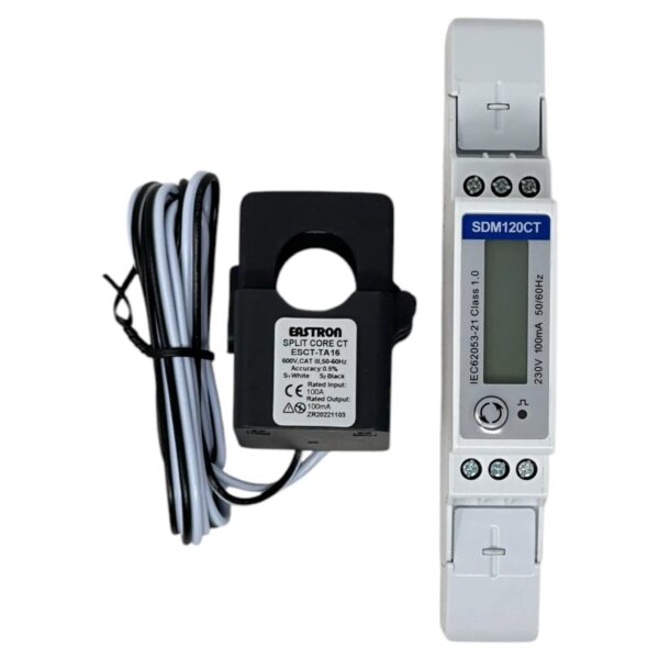 Medidor Eastron SDM120CT con transformador de corriente CT de 100 A para balanceo dinámico FOX ESS