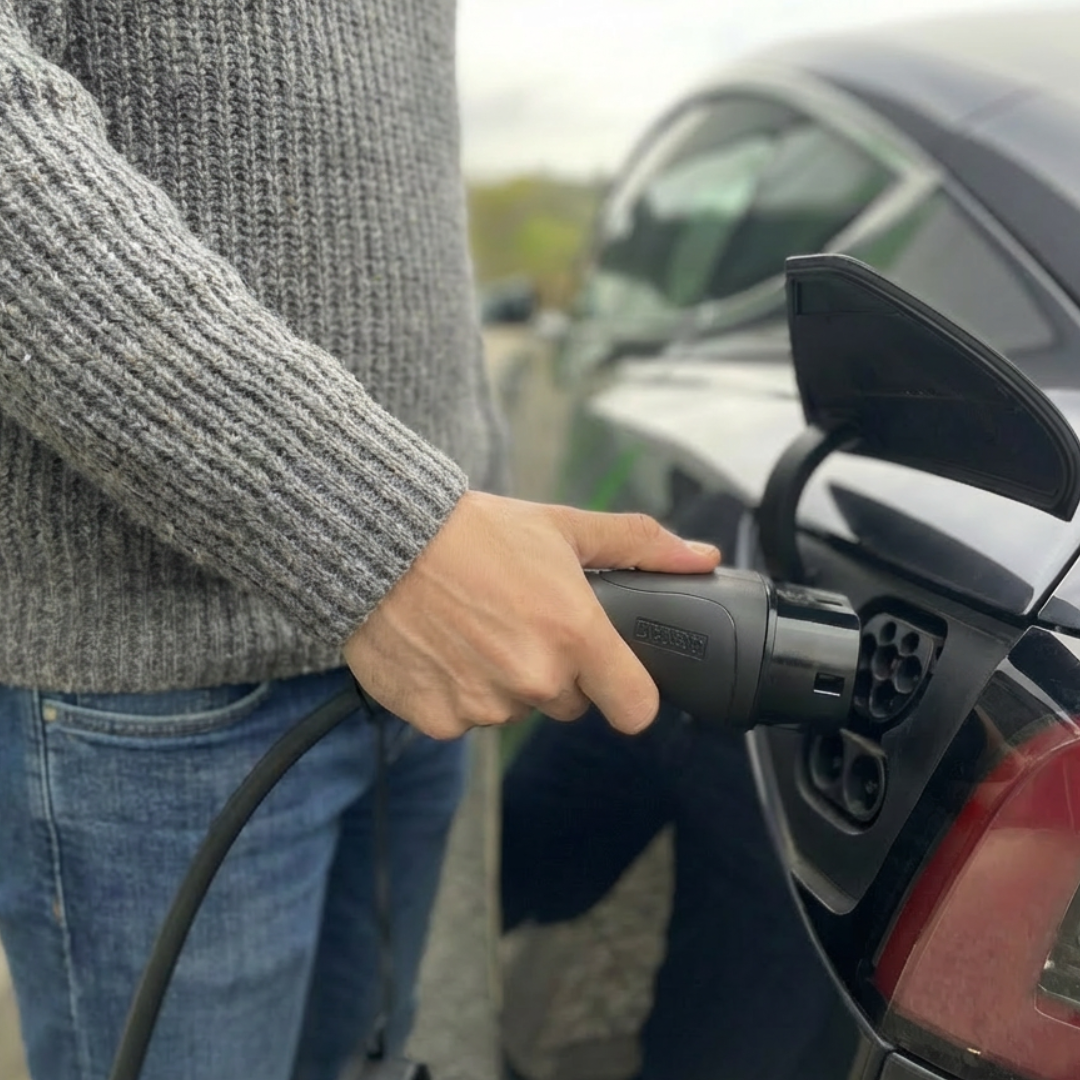 Conectando la manguera Policharger a un coche eléctrico