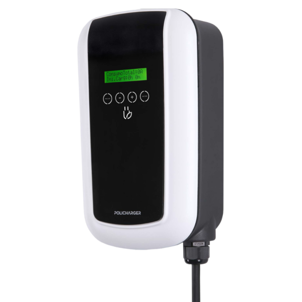 Policharger ON-T23F (ÖN-T23F), cargador trifásico 22 kW blanco con manguera Tipo 2