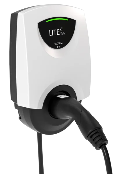 Cargador trifásico Veltium LITE Kubo de 22 kW con cable Tipo 2 de 5 metros