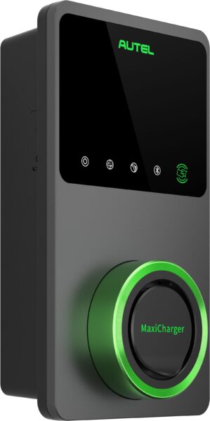 Autel MaxiCharger AC Single 22 kW Socket (versiones Display y LCD) + 4G + MID – cargador trifásico gris con pantalla y toma Tipo 2